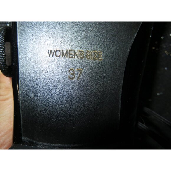 MARY JANE BLACK PATENT RHINESTONE EMBELLISHED BUCKLE LOLITA LOAFERS FLATS SZ 7 - Picture 9 of 10